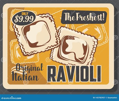 Italian Ravioli Pasta Homemade Macaroni Food Stock Vector