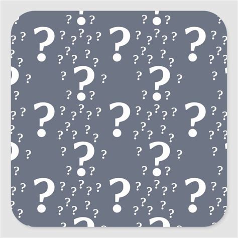 Mystery Question Mark Riddle Puzzle Blue Grey Square Sticker Zazzle