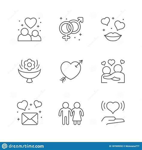 Set Line Icons Of Love And Romance Stock Vector Illustration Of