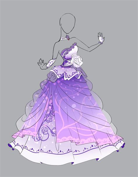 Pretty Purple And White Dress Drawing Anime Clothes Dress Drawing
