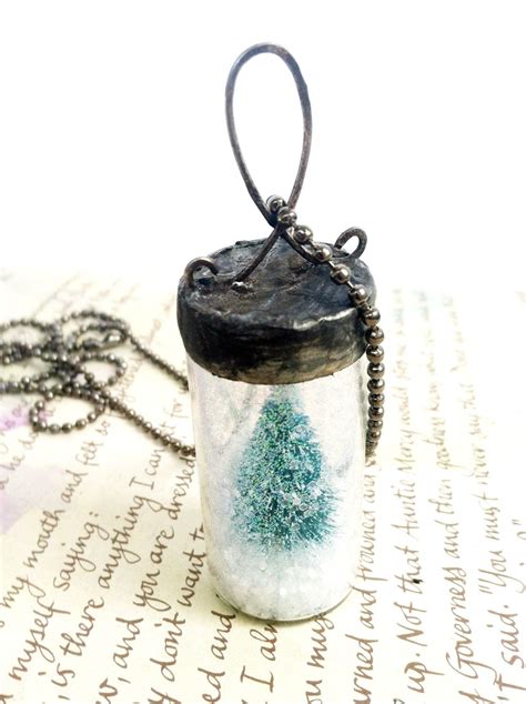 Snow Globe Necklace Soldered Vial Necklace Blue Christmas Etsy Vial