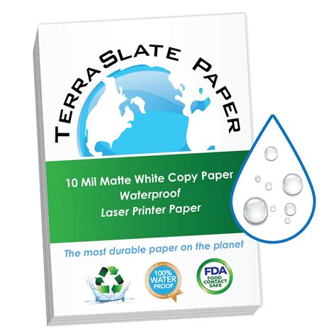 Terraslate Paper 10 Mil Waterproof Laser Printercopy Paper 85 X 11