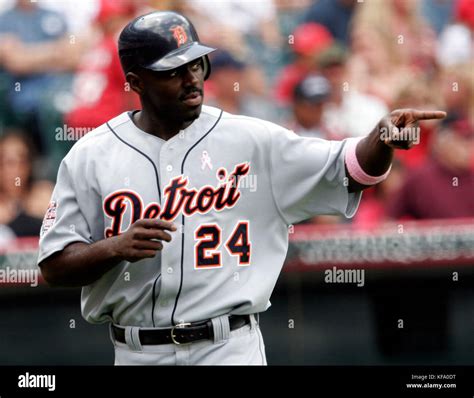 Detroit Tigers Rondell White Points To Teammate Dmitri Young After