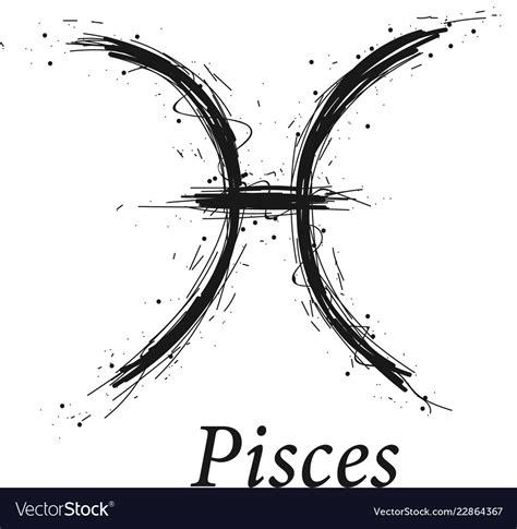 Pisces Astrology Sign Hand Drawn Horoscope Vector Image