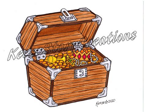 Pirate Treasure Chest Printable Coloring Page Etsy