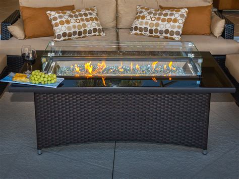 Outdoor Greatroom Montego Wicker 59w X 30d Rectangular Crystal Fire