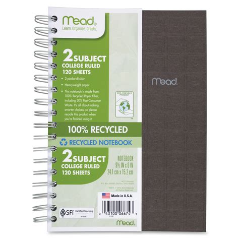 Mead Spiral Bound Notebook Perforated College Rule 10 12 X 8 White 70