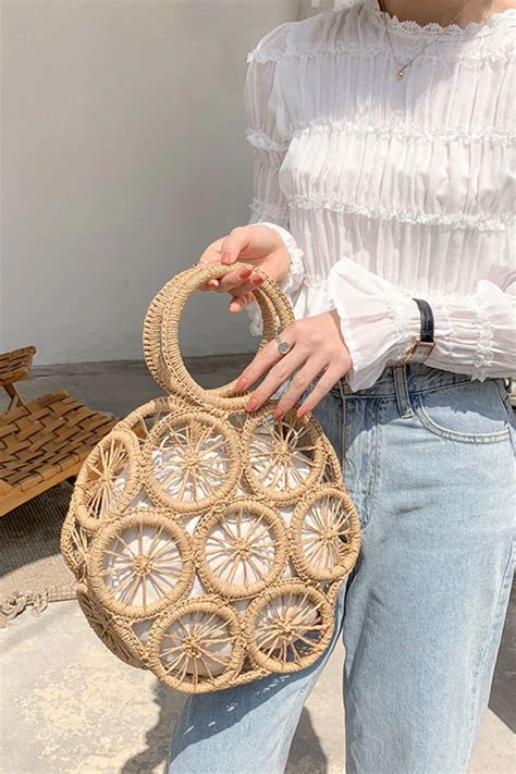 2020 Summer Handmade Straw Hand Weaving Large Shoulder Bag Jute Bags