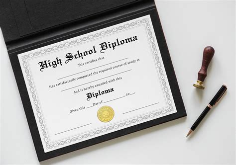 Printable High School Diploma Template Graduation T Etsy