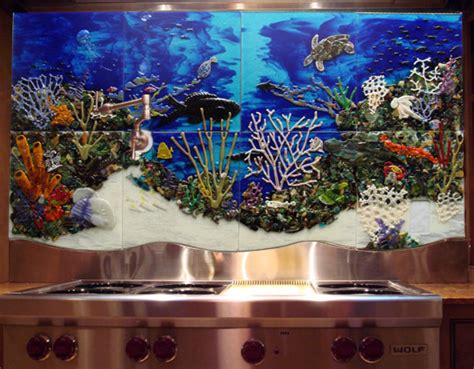 In part three, we pick up with the fun part: Custom Glass Tile Mural "Underwater Seascape" in Kitchen ...