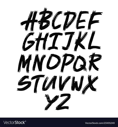 Alphabet Lettersblack Handwritten Font Drawn Vector Image