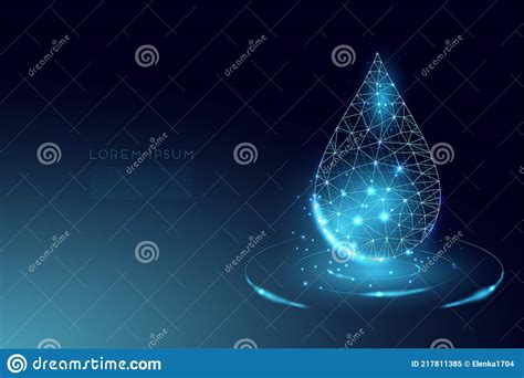 Water Drop Low Poly Style Design Wireframe Light Connection Structure