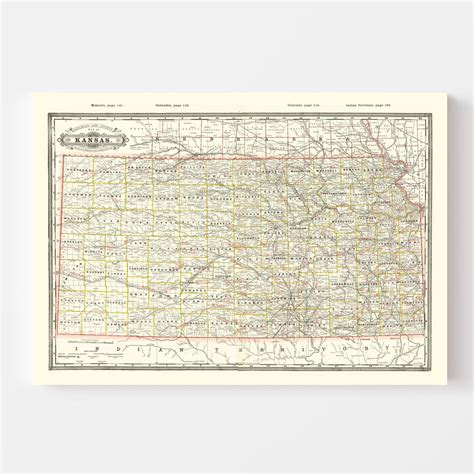 Vintage Railroad Map Of Kansas By Ted S Vintage Art