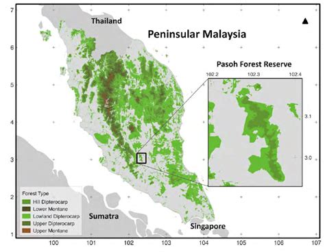 Map Of Pasoh Forest Reserve In Relation To Peninsular Malaysia