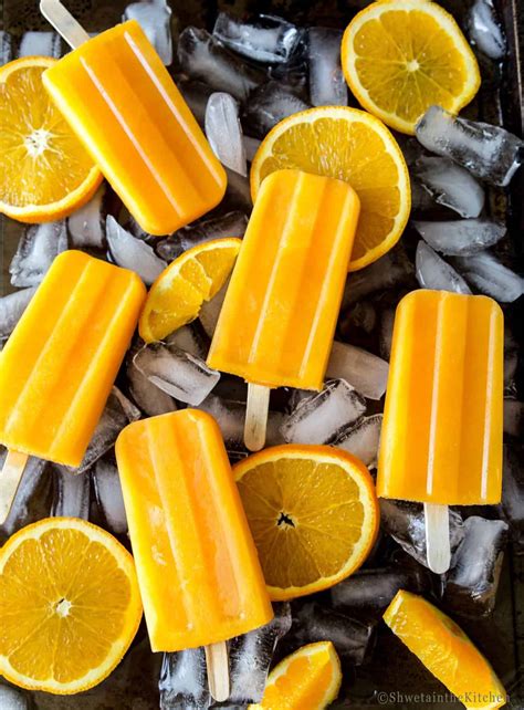 Orange Popsicle - Orange Ice Pops - Shweta in the Kitchen