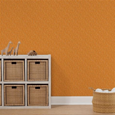 Solid Orange Plain Orange Grasscloth Wallpaper Spoonflower