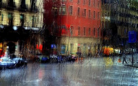 Rainy Day Glass Street In The Pouring Rain Phone Wallpapers