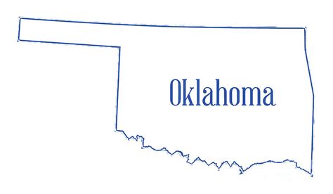 Oklahoma Stae Outline Map Digital Art By Bigalbaloo Stock