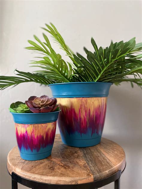 Hand Painted Pot Plant Pot Indoor And Outdoor Modern Etsy