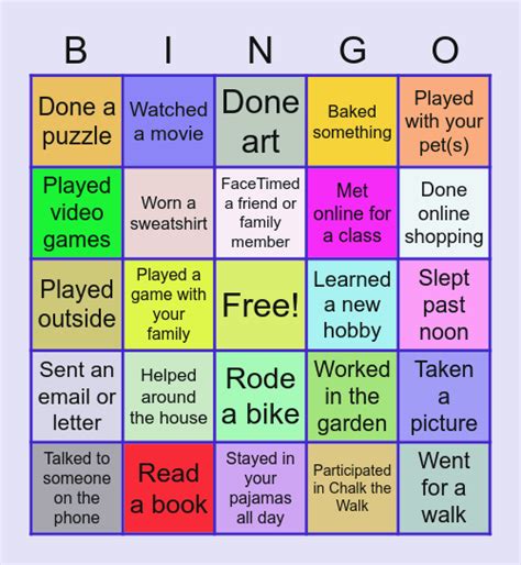 Quarantine Bingo Bingo Card