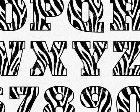 Zebra Font Svg Zebra Skin Font Animal Zebra Alphabet Animal Etsy