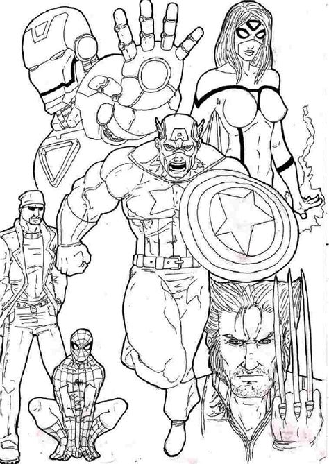 Superhero Team Avengers Coloring Pages Cartoons Coloring Pages