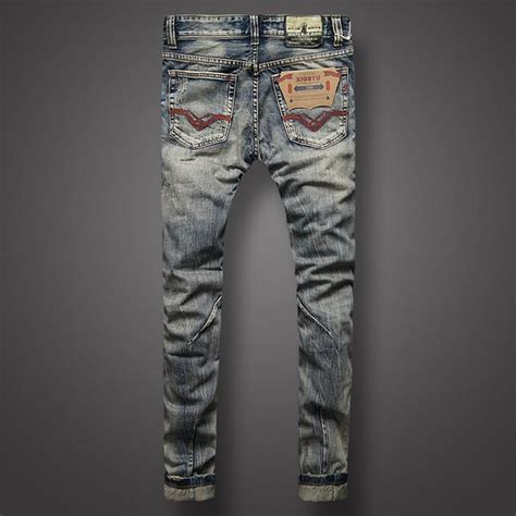 Italian Retro Style Fashion Mens Jeans High Quality Slim Fit Frayed