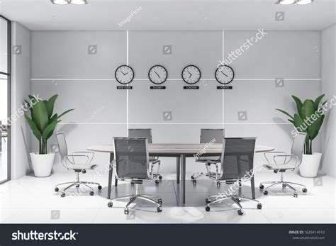 Interior Futuristic Meeting Room Light Grey Stock Illustration