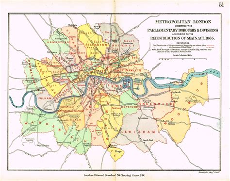Stanfords Gb County Map Metro London Chromo 1885 County