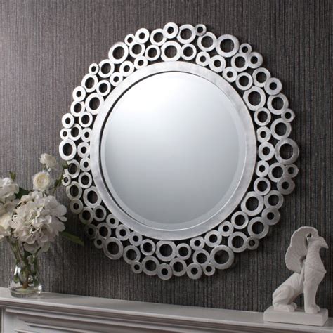 Round mirrors for walls in silver. Evie Round Silver Mirror | Modern Stylish Round Wall ...
