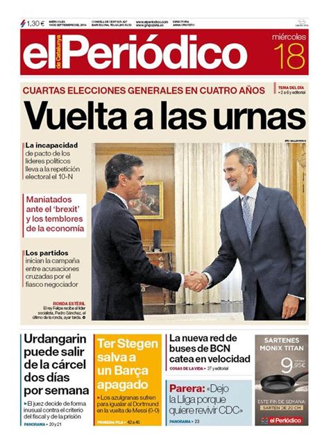Prensa Hoy Portadas De Los Periódicos Del 18 De Septiembre Del 2019