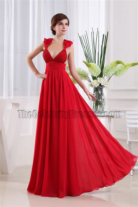 Sexy Red Deep V Neck Backless Evening Dress Prom Gown Thecelebritydresses