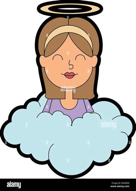 Little Girl Angel With Halo Over Cloud Stock Vector Image And Art Alamy