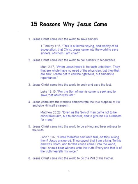 15 Reasons Why Jesus Came Pdf Sin Jesus