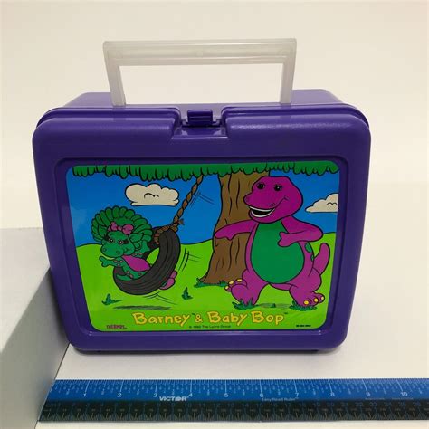 1992 Thermos Barney And Baby Bop Lunch Box And Thermos Plastic Purple