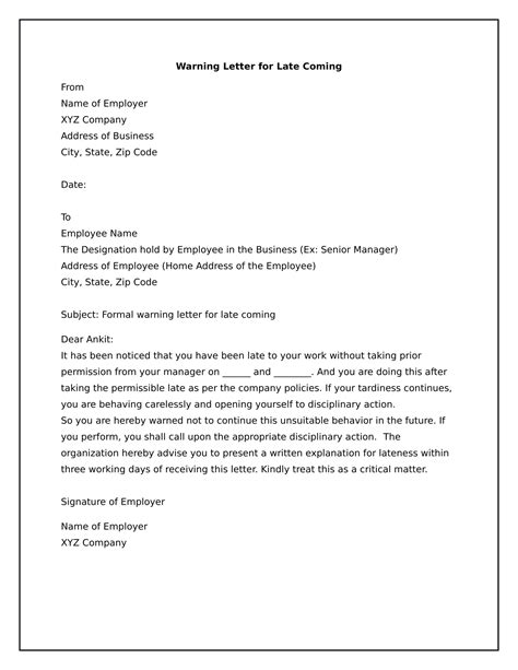 Financial support letter for a loan letter to request financial support for funeral letter to reqest financial support for funeral needs since ther. Sample Employee Warning Letter For Tardiness ...