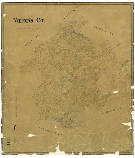 Victoria County Texas 1895 Old Map Reprint Old Maps