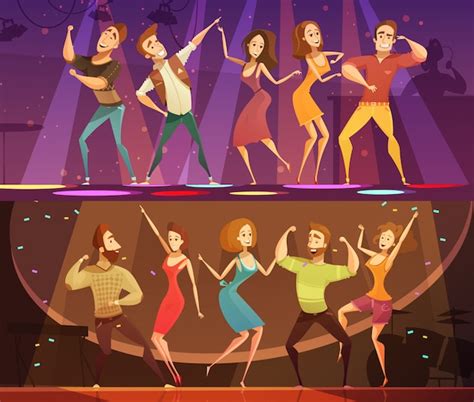 Free Vector Night Club Disco Party Free Motion Modern Dancing 2