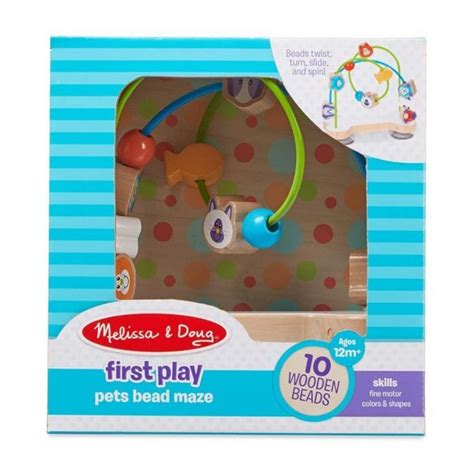 Melissa And Doug First Play Pets Wooden Bead Maze With Suction Cups For