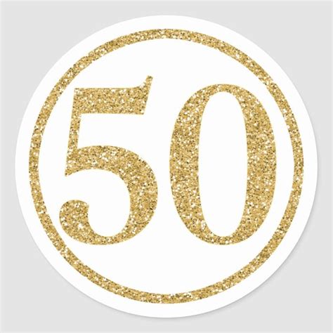 Glittering Gold Number 50 In A Circle Classic Round Sticker Zazzle