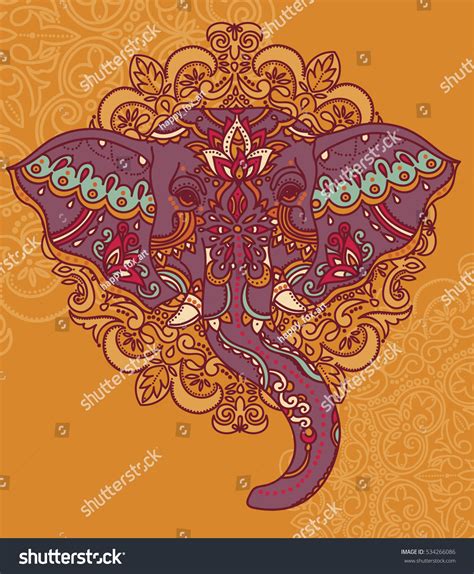 Indian Elephant Beautiful Ornament Vector Illustration Stock Vector