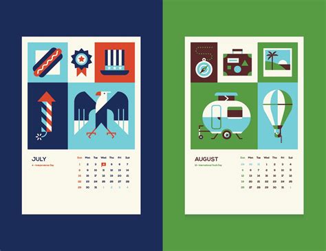 2018 Illustrated Calendar On Behance Calendar Illustration Cotton Paper
