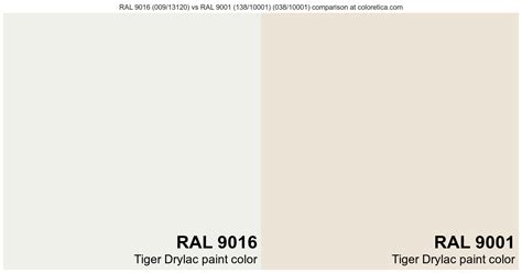 Tiger Drylac RAL 9016 Vs RAL 9001 138 10001 Color Side By Side