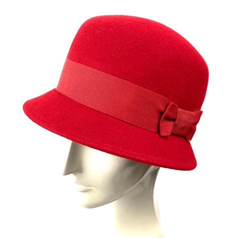 red cloche hat 1920s red hat woman red felt hat cloche felt etsy