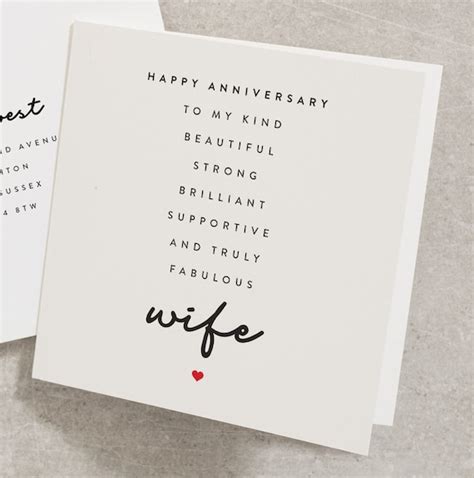 Happy Anniversary Wife Card Anniversary Card For Wife Etsy