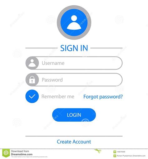 Login Page Design Template For Website User Interface Vector Stock