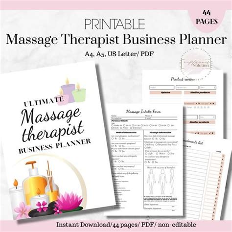 Massage Therapist Business Planner Printable Spa Business Etsy Massage Business Massage