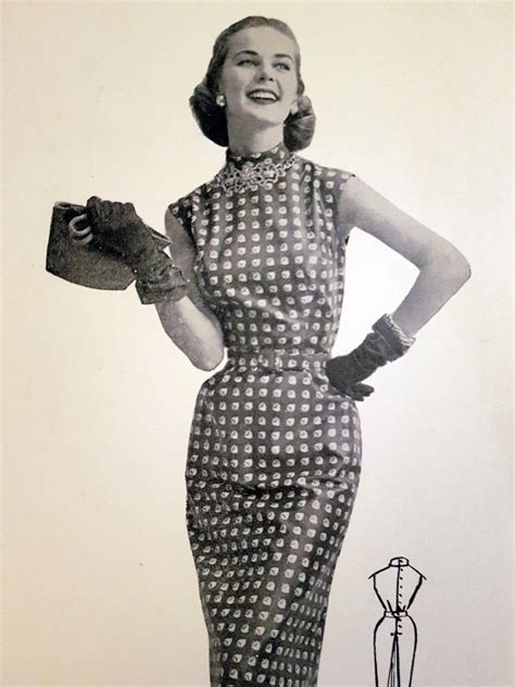 1950s Pencil Dress Pencil Dress 1950s High Neck Dress Dresses
