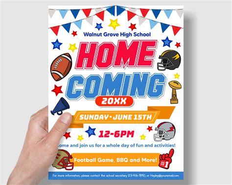 Editable Home Coming Flyer Football Theme Fundraiser Template Made