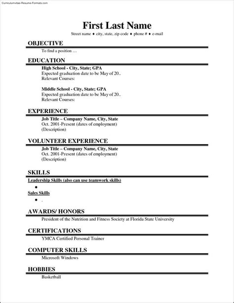 First Job Resume Templates Free Samples Examples And Format Resume
